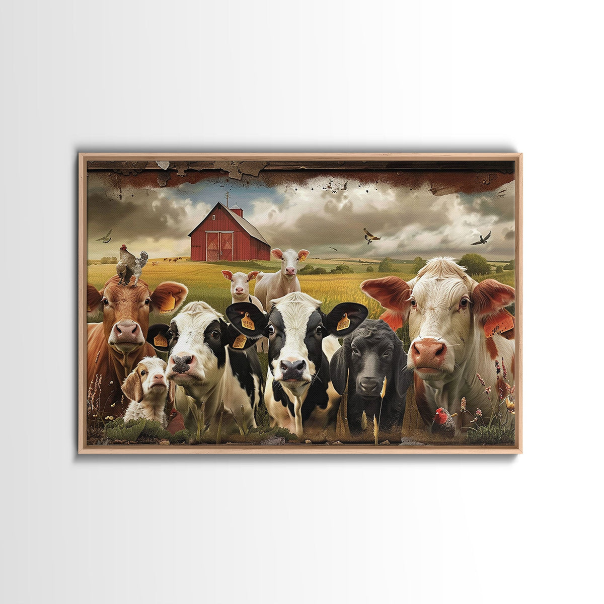 Cute Farmhouse Animal Print, Window Art, Wall Art, Home Decor, Wall Decor, Cute Farmhouse Kitsch Living Room Art