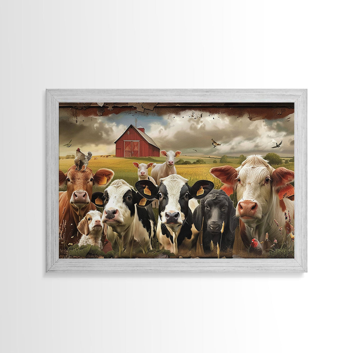 Cute Farmhouse Animal Print, Window Art, Wall Art, Home Decor, Wall Decor, Cute Farmhouse Kitsch Living Room Art