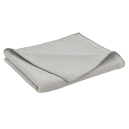 Fennco Styles Luxury Cotton Knit Whipstitch Throw Blanket 50" W X 60" L - Solid Blanket for Bed, Couch, Sofa, Home and Office Décor