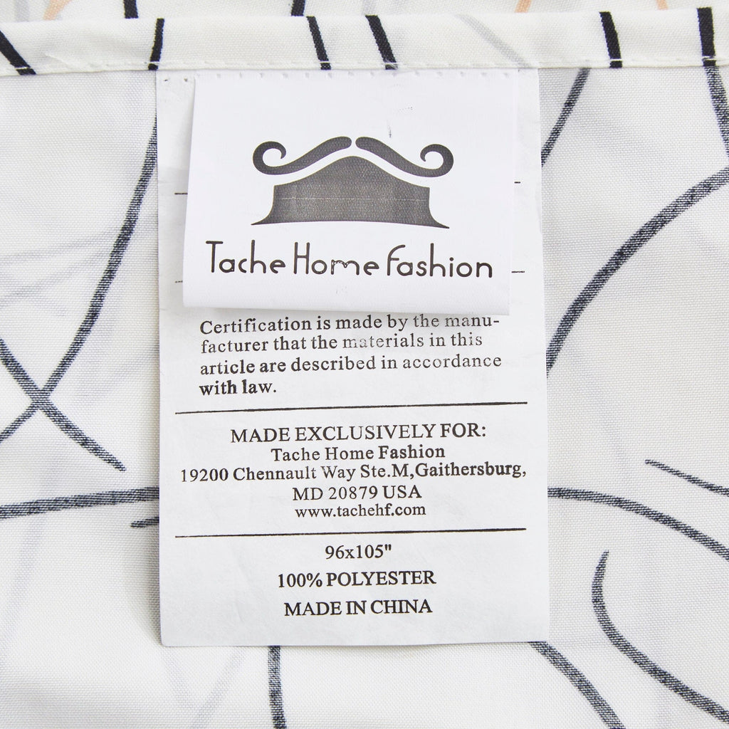 Tache Modern Abstract Leaf Line Art Foliage White Grey Black Gold Fitted Sheet / Flat Sheet (TJ3571)