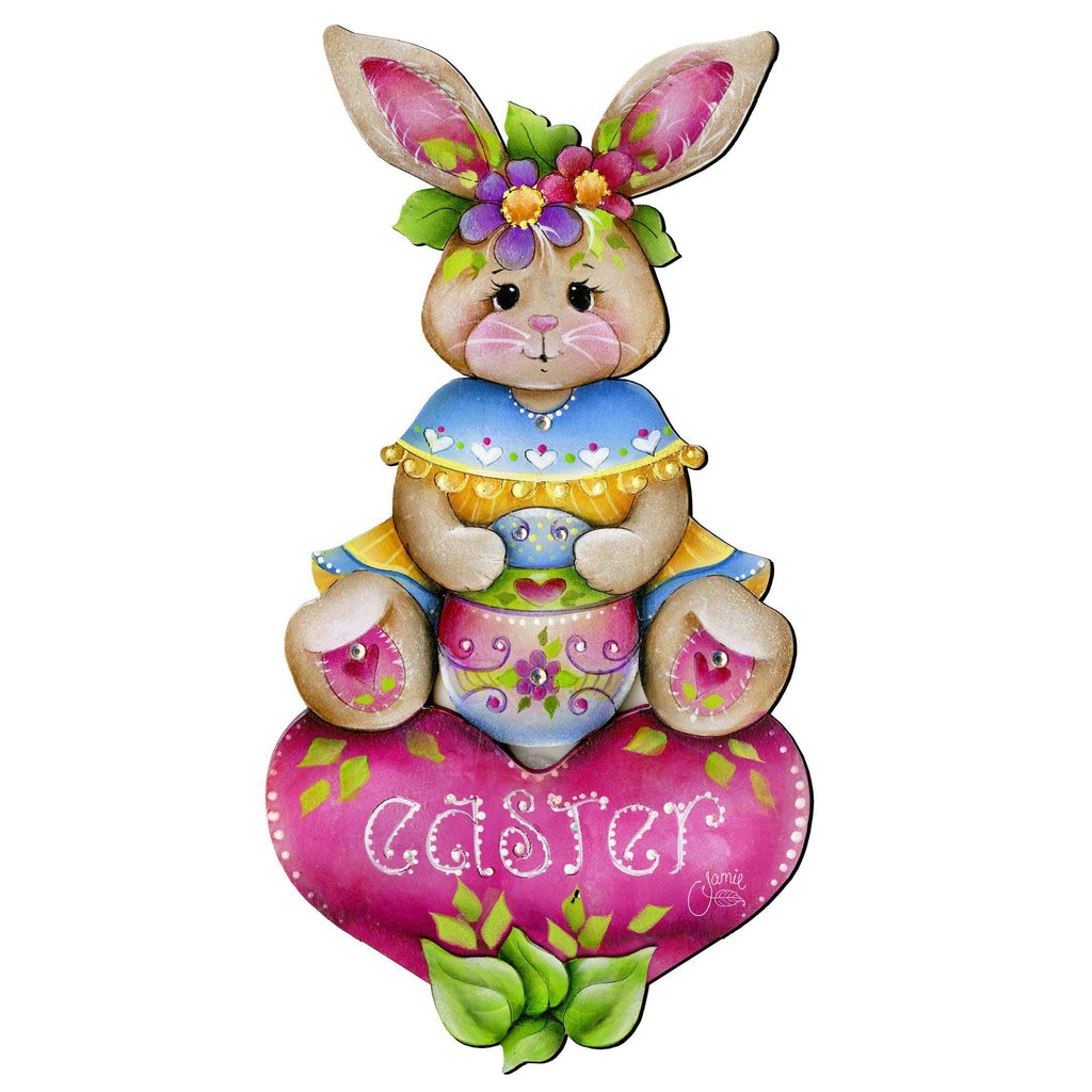 Handcrafted Easter Bunny Wooden Door Hanger – Easter Gift - Spring Wall Decor - Easter Front Door Sign by J. Mills-Price - 8652826H