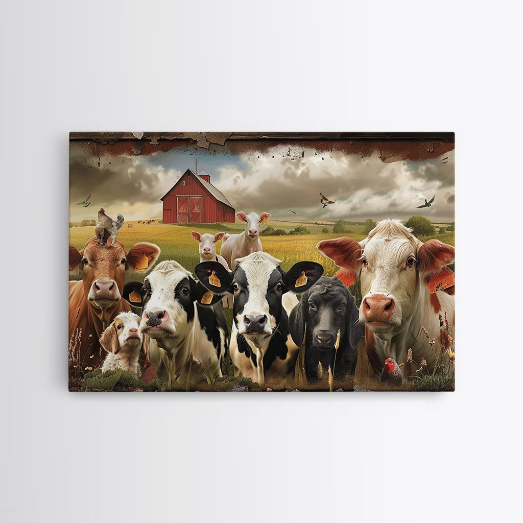 Cute Farmhouse Animal Print, Window Art, Wall Art, Home Decor, Wall Decor, Cute Farmhouse Kitsch Living Room Art
