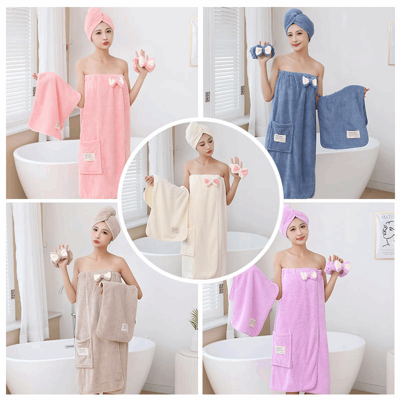 5 Piece Solid Print Bath Towel Spa Set