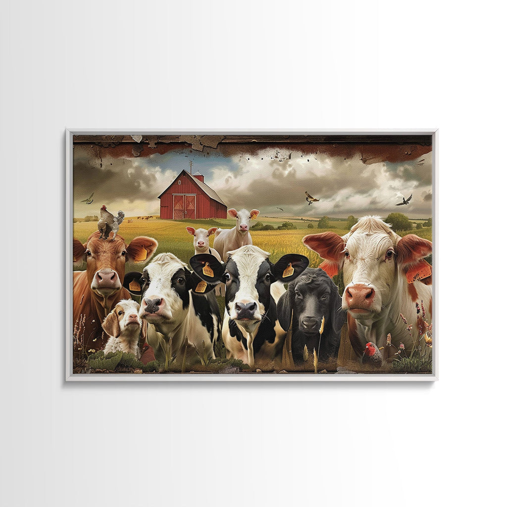 Cute Farmhouse Animal Print, Window Art, Wall Art, Home Decor, Wall Decor, Cute Farmhouse Kitsch Living Room Art