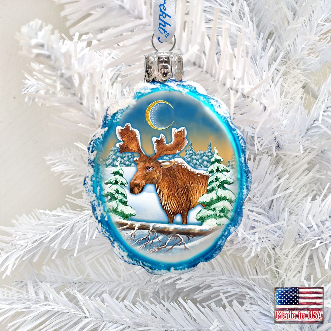 Moose Mercury Glass Ornament by G. DeBrekht - Wildlife Holiday Decor - 771025
