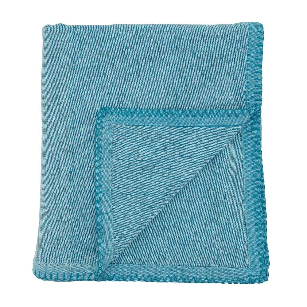 Fennco Styles Luxury Cotton Knit Whipstitch Throw Blanket 50" W X 60" L - Solid Blanket for Bed, Couch, Sofa, Home and Office Décor