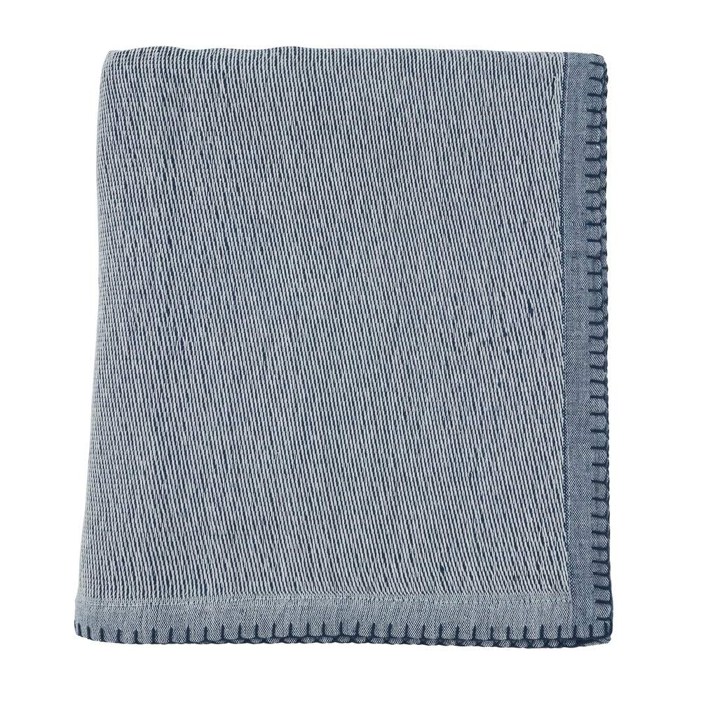 Fennco Styles Luxury Cotton Knit Whipstitch Throw Blanket 50" W X 60" L - Solid Blanket for Bed, Couch, Sofa, Home and Office Décor