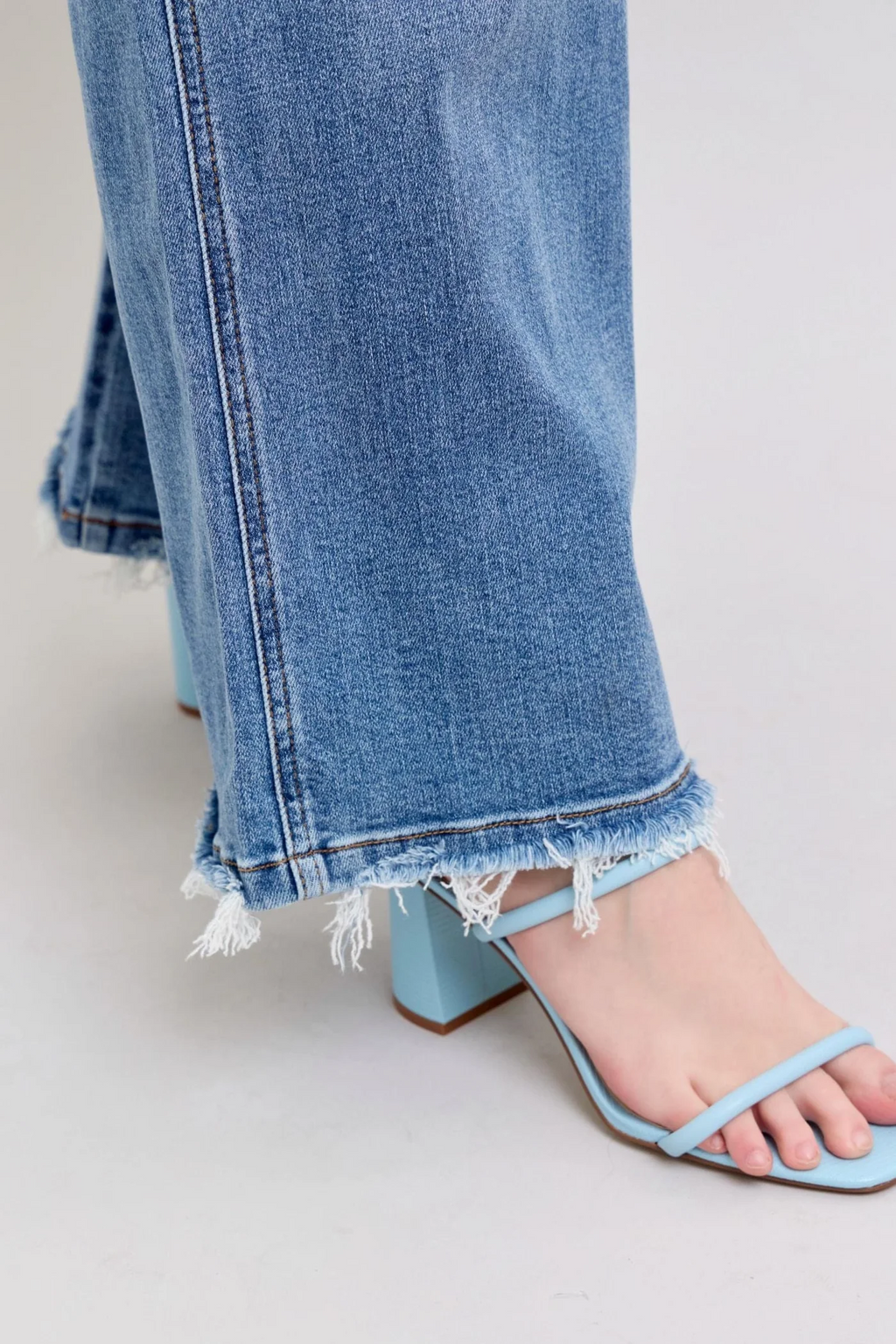 Judy Blue Lux High Waist Retro Wide Leg Jeans with Light Distressing