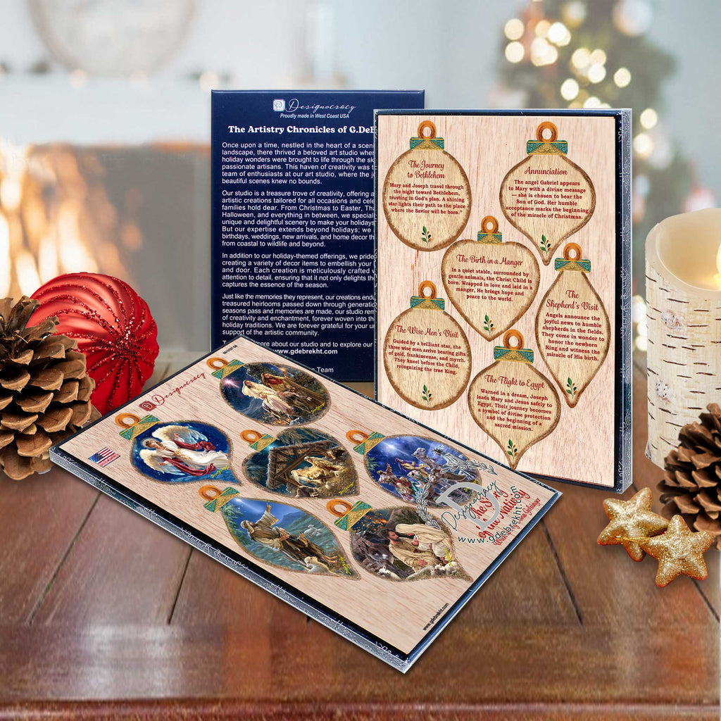Handcrafted Christmas Ornaments Set of 6 - The Nativity Story Ornaments Set by D. Gelsinger – Nativity Holiday Decor - 8610107-S6