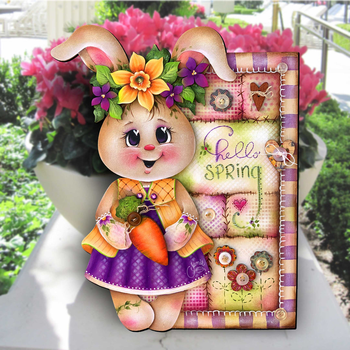 Handcrafted Spring Bunny Front Door Decor – Spring Home Decor - Rustic Easter Door Hanger by J. Mills-Price - 8652827H