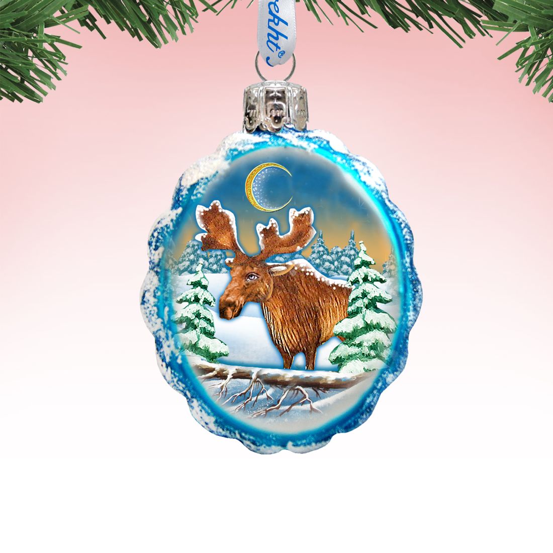 Moose Mercury Glass Ornament by G. DeBrekht - Wildlife Holiday Decor - 771025