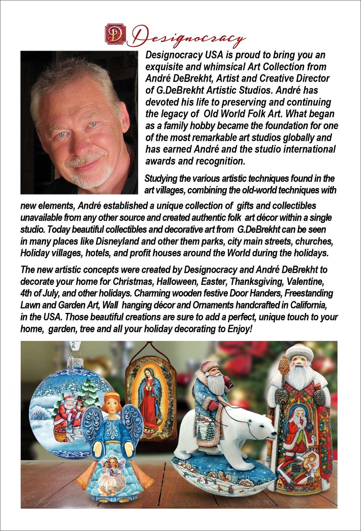 Santas Around the World - Greece Inspired Santa - Eco Wood Ornaments Set of 3 by G. DeBrekht Christmas Santa Snowman Decor - 8091316S3