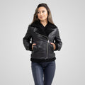 Chelsea Women's Leather Jacket Faux Shearling