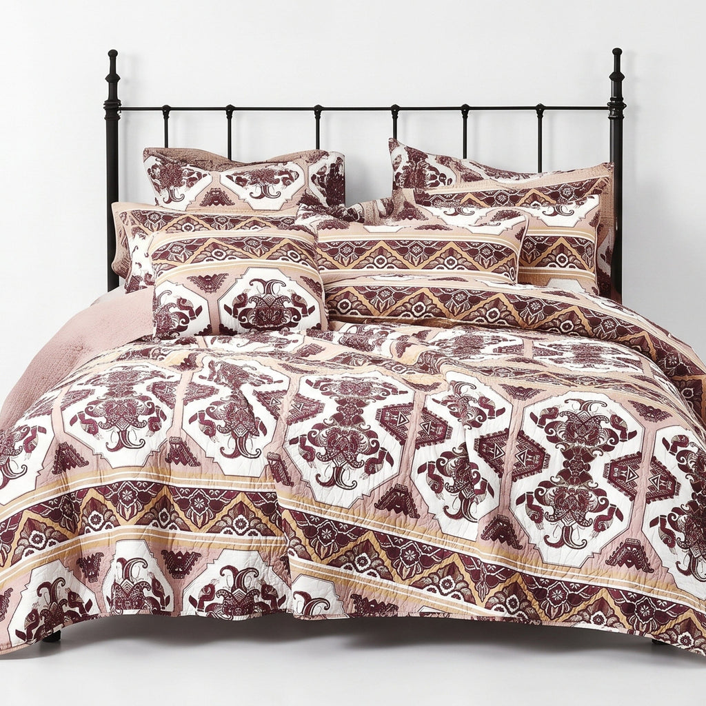 DaDa Bedding Majestic Oriental Kilim Bedspread - Royal Persian Traditional Design Intricate Ornate Ornament Print Coverlet w/ Shams