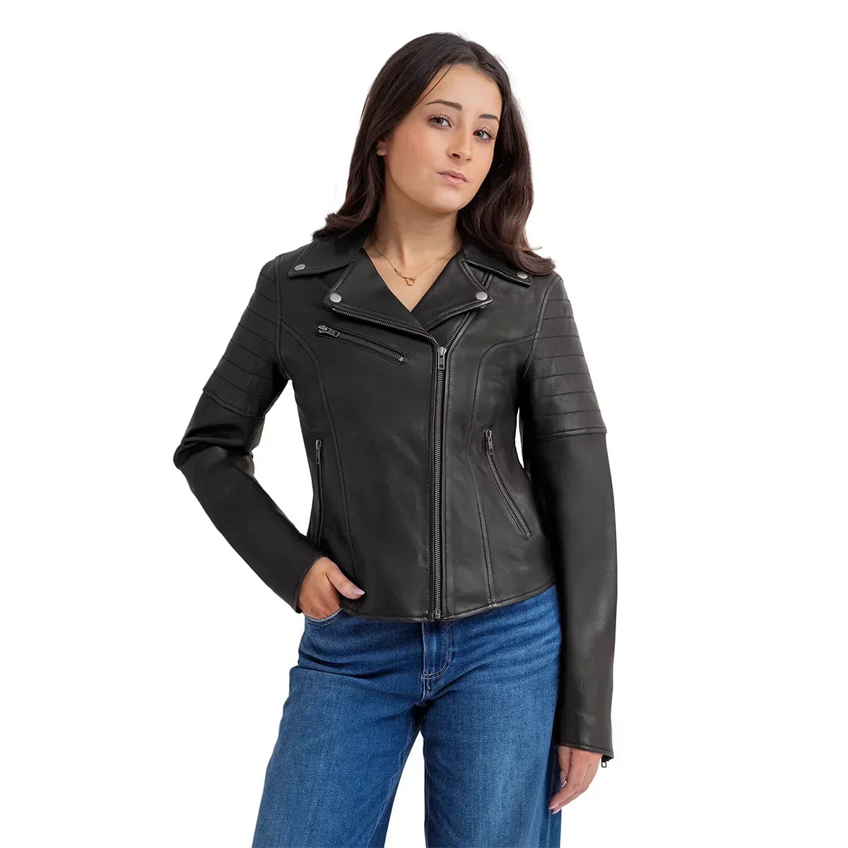 Elizabeth Women's Lambskin Leather Moto Jacket