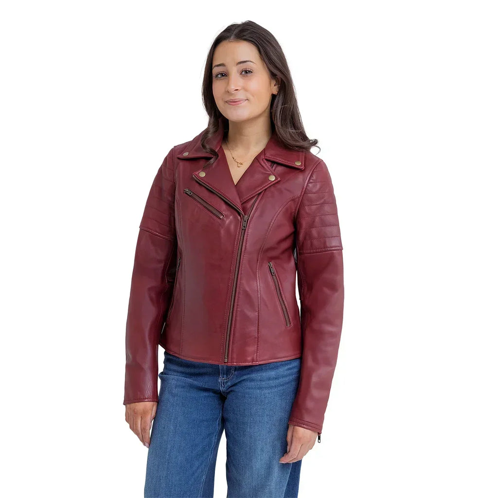 Elizabeth Women's Lambskin Leather Moto Jacket