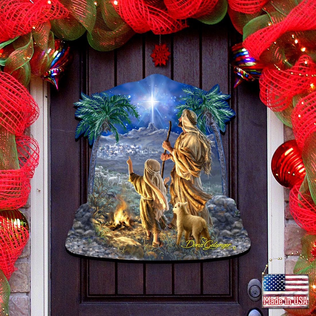 Shepherds Keeping Watching Nativity Door Decor by D. Gelsinger - Nativity Holiday Decor - 8161025H-1838