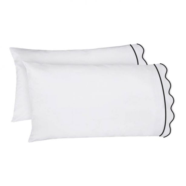 400TC Cotton Scallop Embroidery & Border Sateen Solid Sheet Set