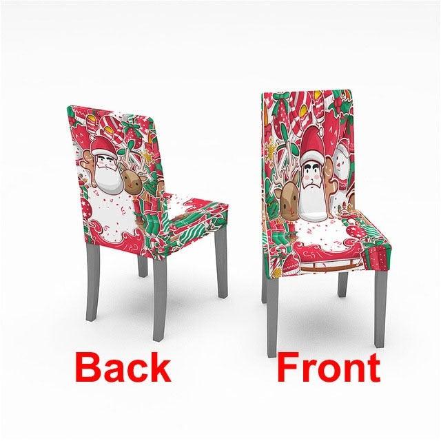 Christmas Chair Cover Stretch Spandex Digital Printed Silla Kitchen Dining Chair Covers Home Party Xmas Decor  Stretch Chair Cover for Dining Room Chair Protector Seat Cover Stretch Slipcover Christmas Bell Furniture For Living Room Ceremony Hotel