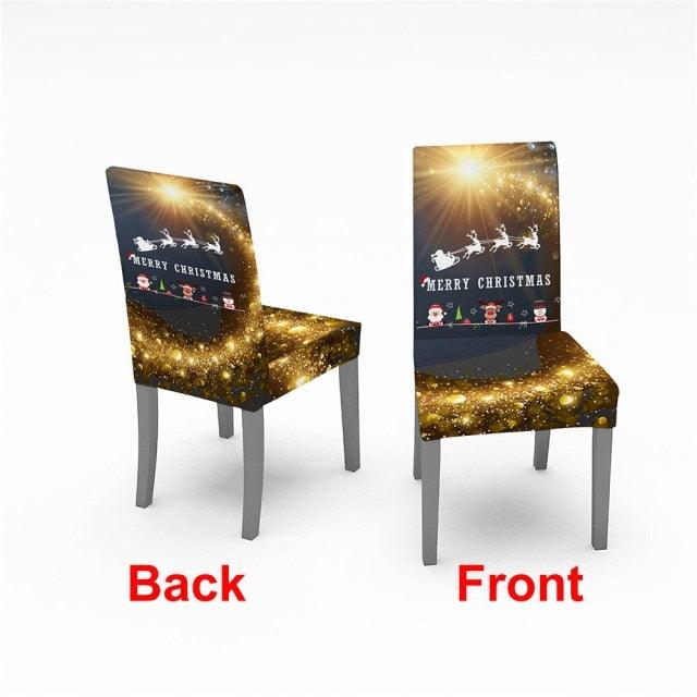 Christmas Chair Cover Stretch Spandex Digital Printed Silla Kitchen Dining Chair Covers Home Party Xmas Decor  Stretch Chair Cover for Dining Room Chair Protector Seat Cover Stretch Slipcover Christmas Bell Furniture For Living Room Ceremony Hotel