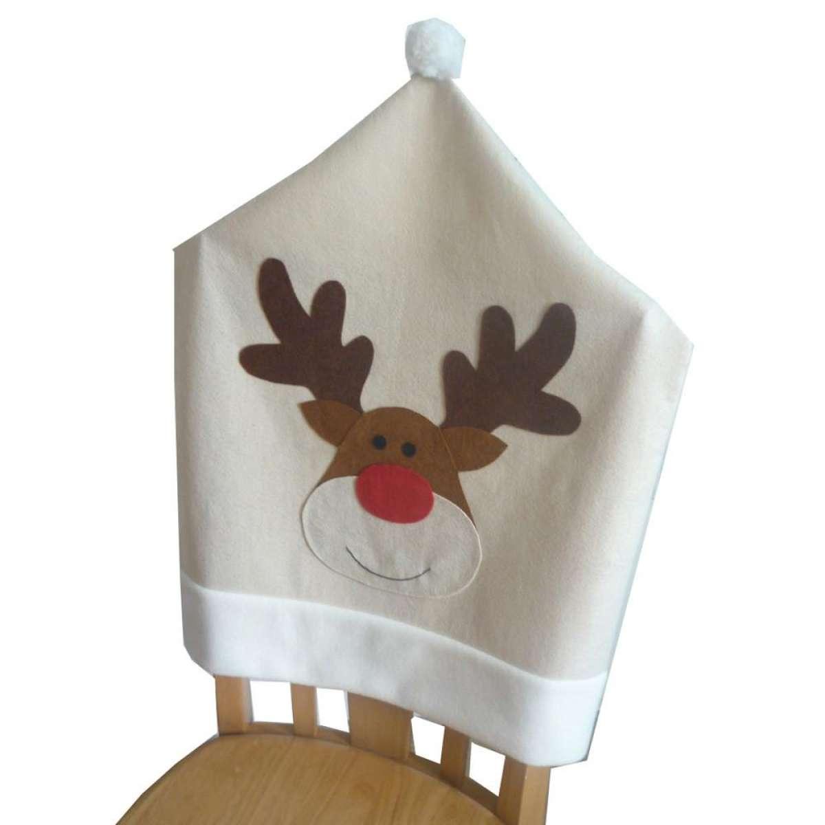 Christmas Hat Chair Cover Xmas Santa Claus Deer Elk Dining Chair Covers for Kitchen Placemat Dining Seat Christmas Home Decor r Back Cover Removable Washable Chair Protector Cover For Kitchen Dining Room Chairs and Living Room 50x60cm