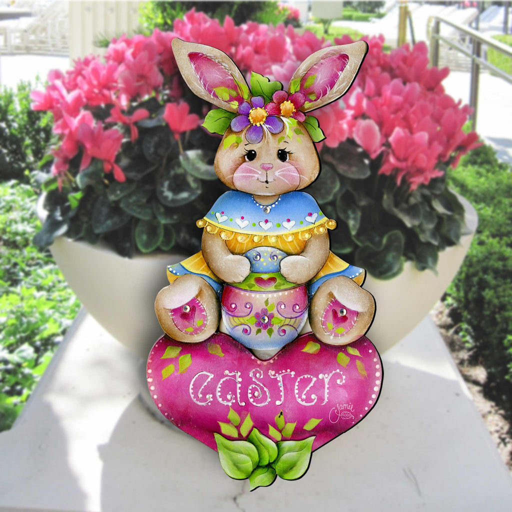 Handcrafted Easter Bunny Wooden Door Hanger – Easter Gift - Spring Wall Decor - Easter Front Door Sign by J. Mills-Price - 8652826H