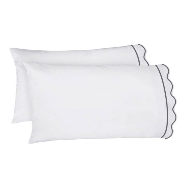 400TC Cotton Scallop Embroidery & Border Sateen Solid Sheet Set