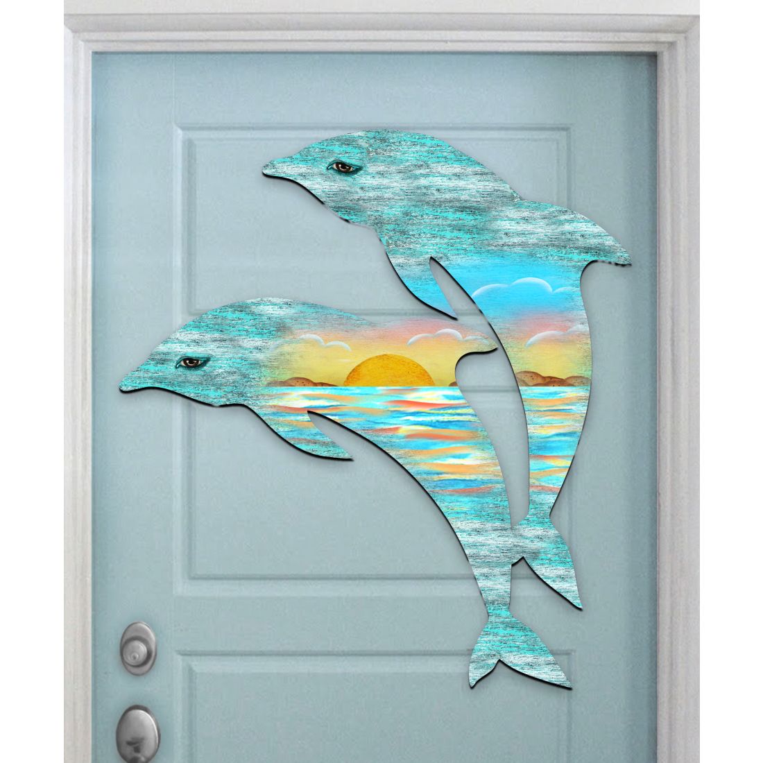 Dolphins Decorative Coastal Door Decor by G. DeBrekht - Coastal Holiday Decor - 8198519H