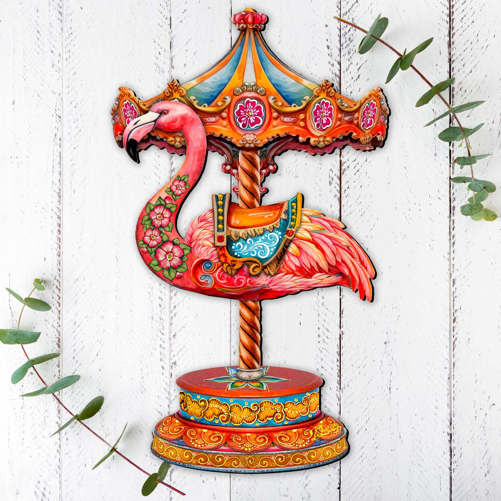 Pink Flamingo Carousel Holiday Door Decor by G. Debrekht - Love Kids Family Decor - 8652752H