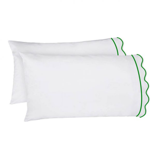 400TC Cotton Scallop Embroidery & Border Sateen Solid Sheet Set