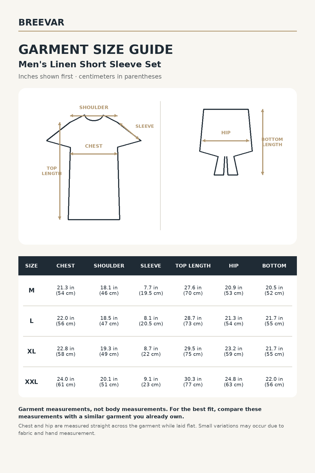 Men's Short-Sleeve Linen Sleepwear