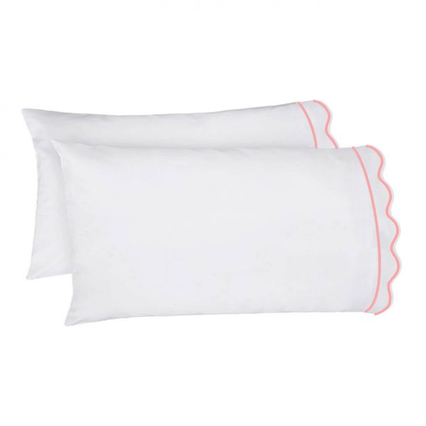 400TC Cotton Scallop Embroidery & Border Sateen Solid Sheet Set
