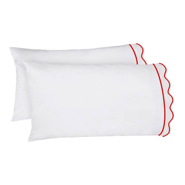 400TC Cotton Scallop Embroidery & Border Sateen Solid Sheet Set