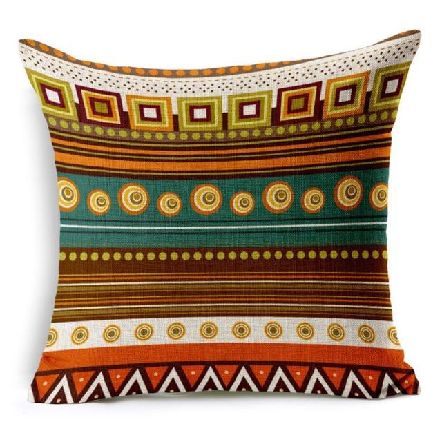 Retro High Quality Pillowcase Ethnic Stripes Linen Decorative Throw Pillow Cover For Couch Sofa Bed Bohemian Retro Stripe Cotton Blend Linen Pillow Case Cushion Cover Car Textile Printed Decor 45X45CM
