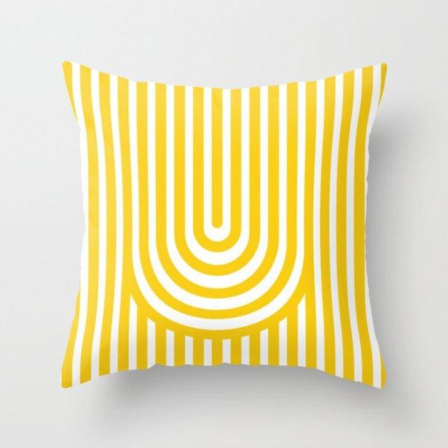 Summer Fashion Fresh Yellow Cute Pillows Case Geometry Yellow Pillow Case Cushion Cover Polyester Pillowcase Floral Cushion Case Modern Decorative Pillows For Bed Sofa Couch 45x45CM