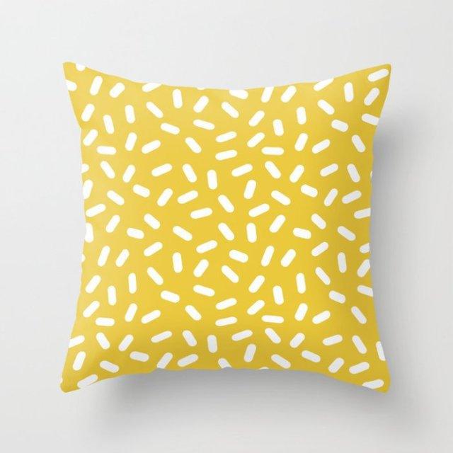 Summer Fashion Fresh Yellow Cute Pillows Case Geometry Yellow Pillow Case Cushion Cover Polyester Pillowcase Floral Cushion Case Modern Decorative Pillows For Bed Sofa Couch 45x45CM
