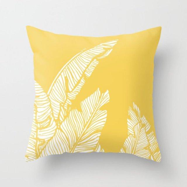 Summer Fashion Fresh Yellow Cute Pillows Case Geometry Yellow Pillow Case Cushion Cover Polyester Pillowcase Floral Cushion Case Modern Decorative Pillows For Bed Sofa Couch 45x45CM