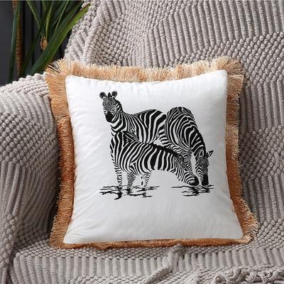 Unique Designed European American Luxury Printed Polyester Cushion Cover Horse printed Lumbar Cover Tassel Edge Modern Throw Pillow Covers Square Decorative Set Cushion Covers For Home Bed Couch Sofa Bench