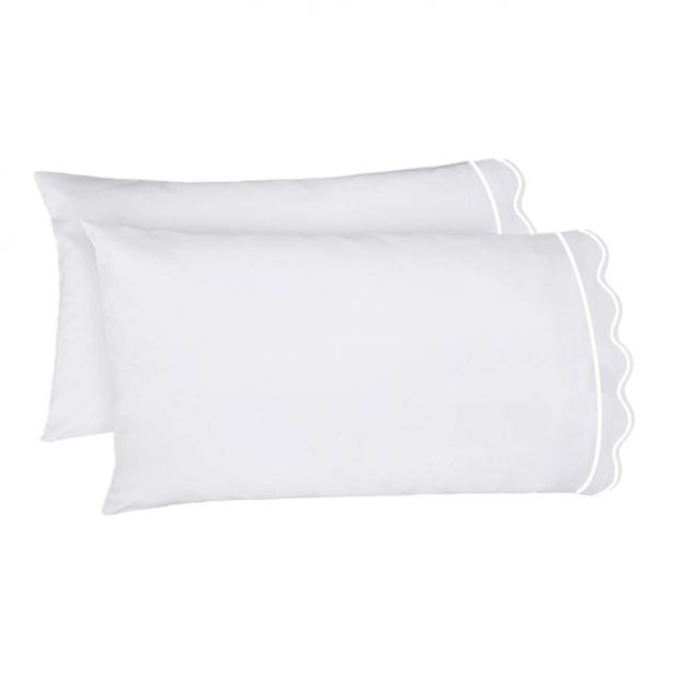 400TC Cotton Scallop Embroidery & Border Sateen Solid Sheet Set